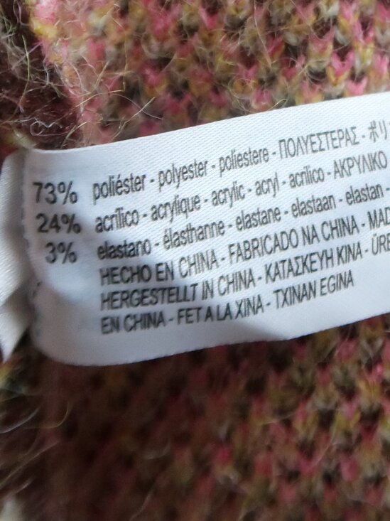 ZARA Oversized Chunky Floral Knit Cardigan Sweater Brown Pink Yellow Size M - Picture 15 of 16